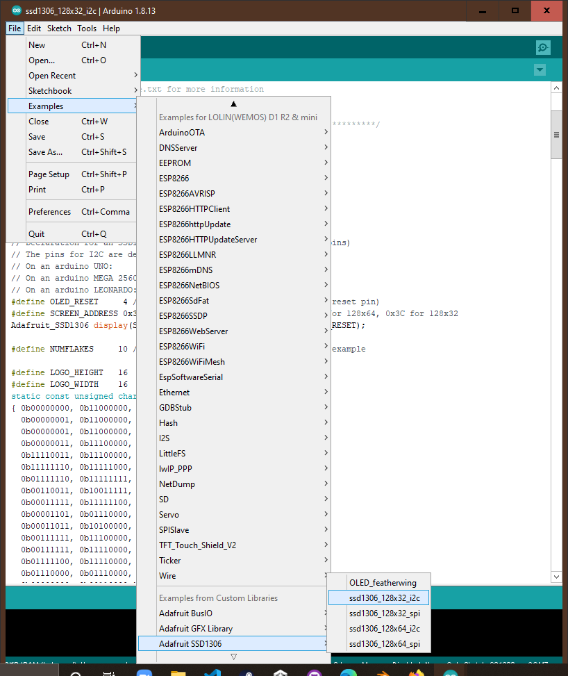 finding adafruit screen example code