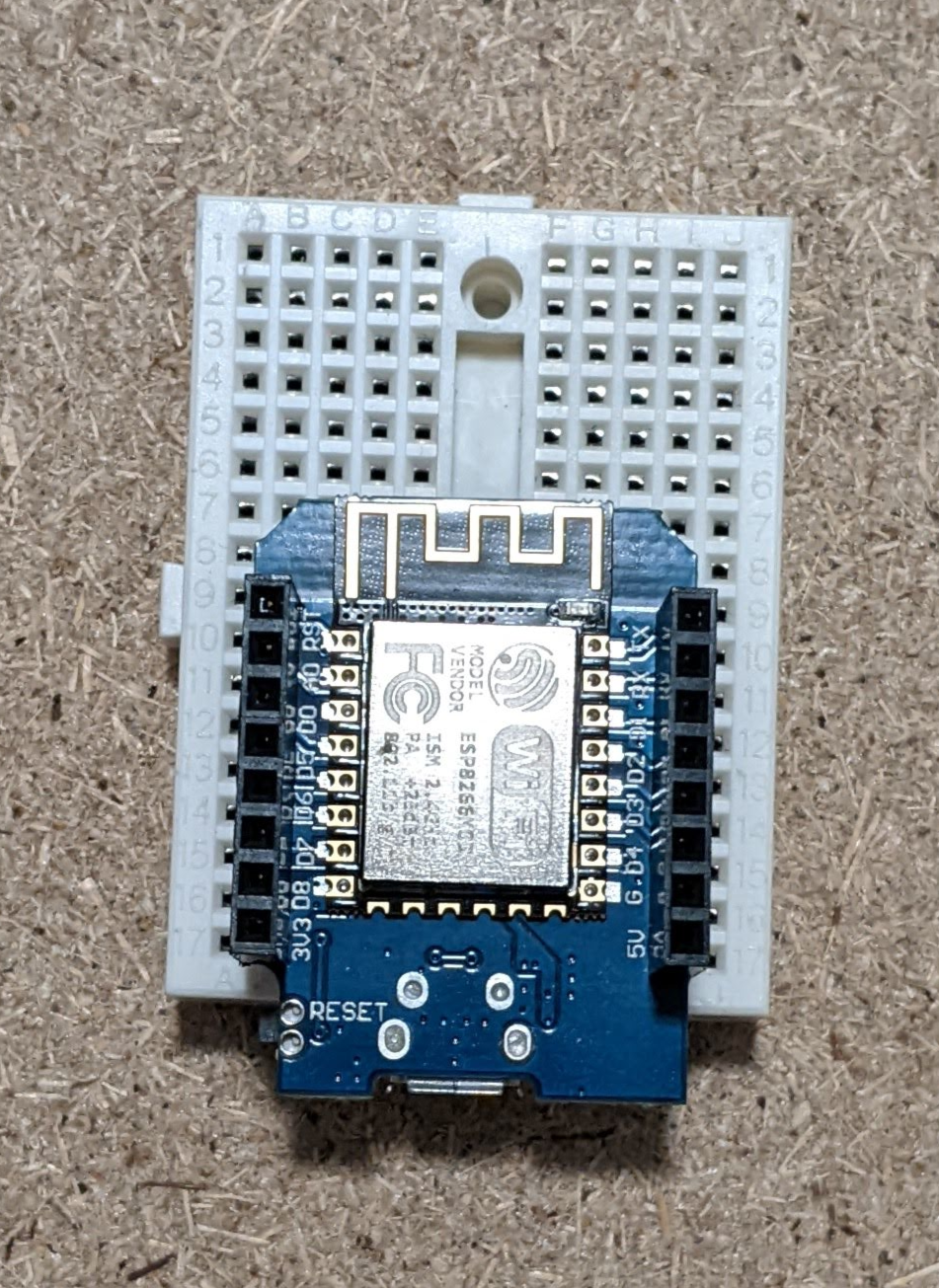 image of breadboard with wemos d1 mini plugged